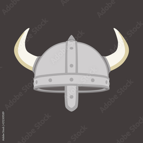 viking  helmet vector illustration flat style front 