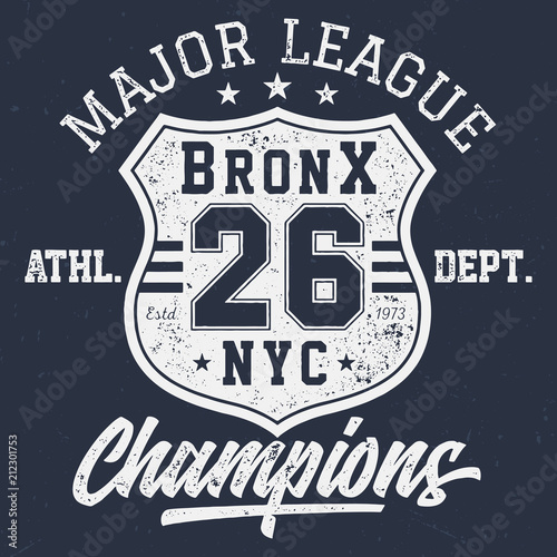 NYC Bronx Champions - Vintage Tee Design For Printing