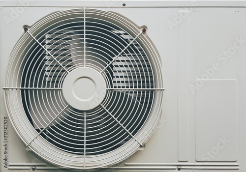 Close up compressor air conditioner.Compressor's protection grid