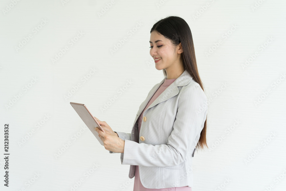 Modern business woman in the office with copy space Modern business woman in the office with copy space