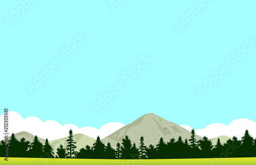 森　山　青空背景