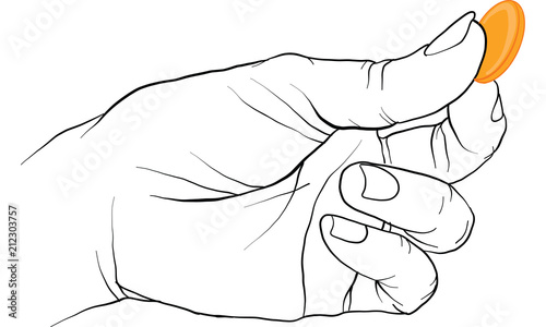 hand holding gold coin vector