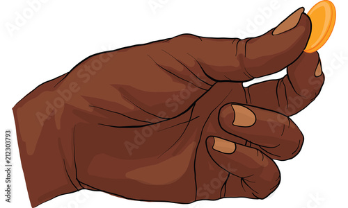 hand holding gold coin vector