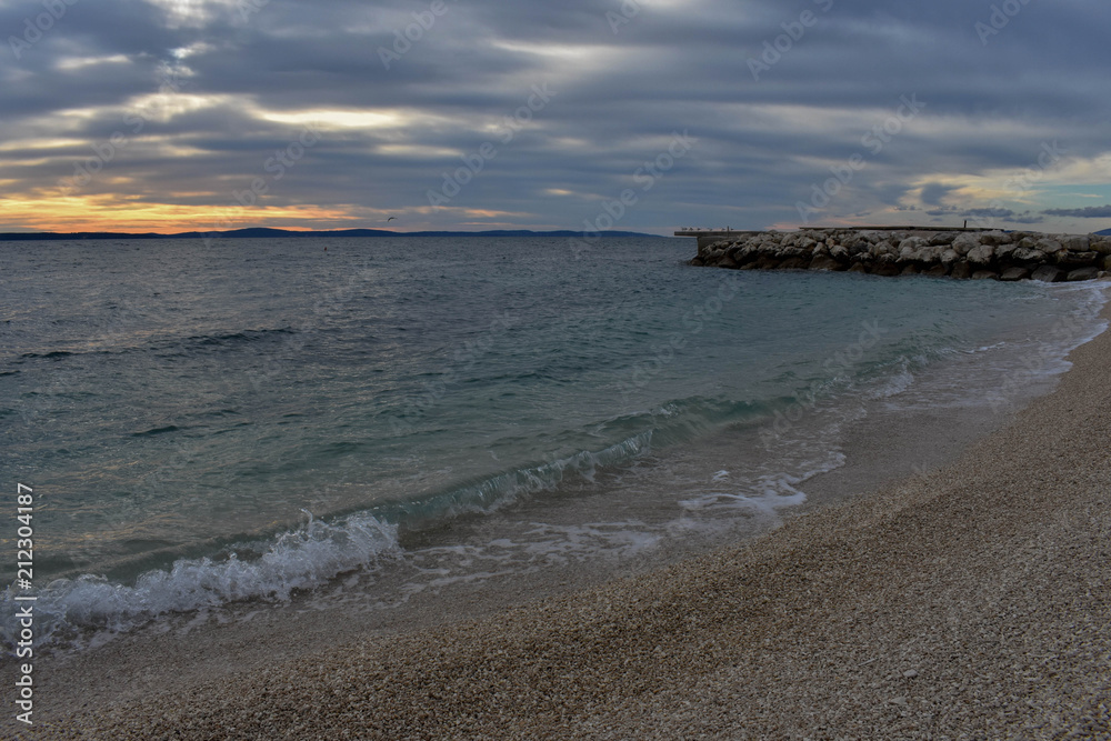 Landscape view of blue sea bay and wave on the beach Landscape view of blue sea bay and wave on the beach