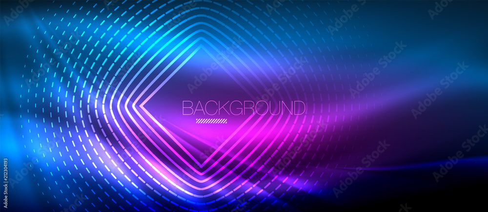 Neon glowing wave, magic energy and light motion background. Wallpaper template, hi-tech future concept Neon glowing wave, magic energy and light motion background. Wallpaper template, hi-tech future concept