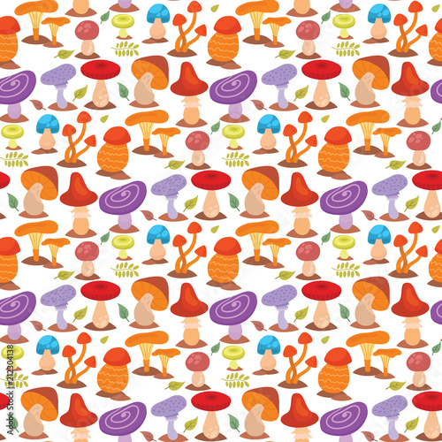 Mushrooms fungus agaric toadstool different art style design fungi vector ill...