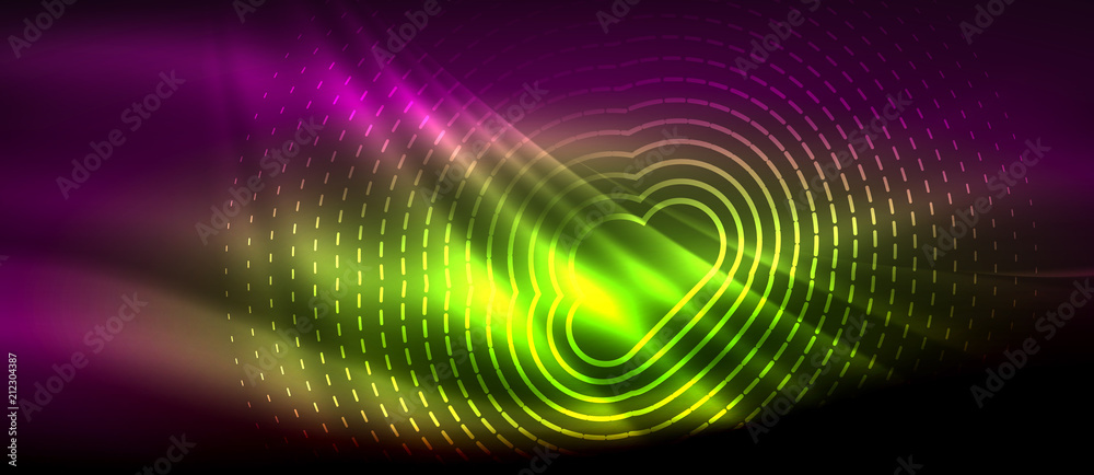 Neon glowing wave, magic energy and light motion background. Wallpaper template, hi-tech future concept Neon glowing wave, magic energy and light motion background. Wallpaper template, hi-tech future concept