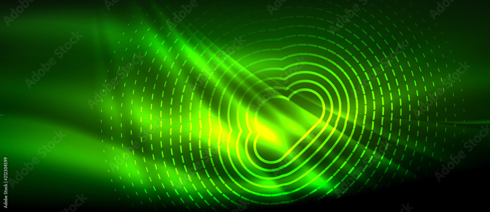 Neon glowing wave, magic energy and light motion background. Wallpaper template, hi-tech future concept Neon glowing wave, magic energy and light motion background. Wallpaper template, hi-tech future concept