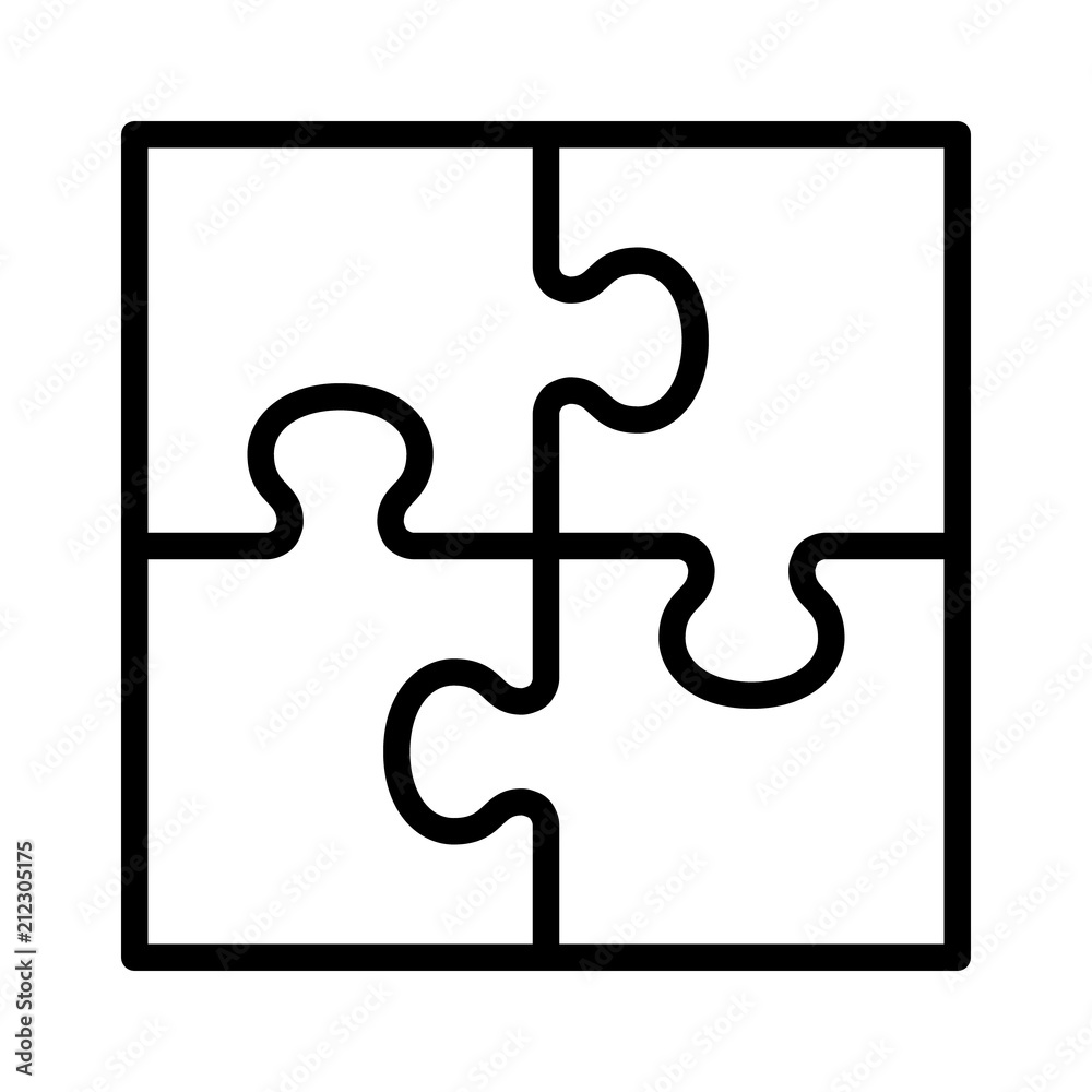 Square four pieces of jigsaw puzzle or teamwork concept flat vector icon  for apps and websites Stock Vector | Adobe Stock