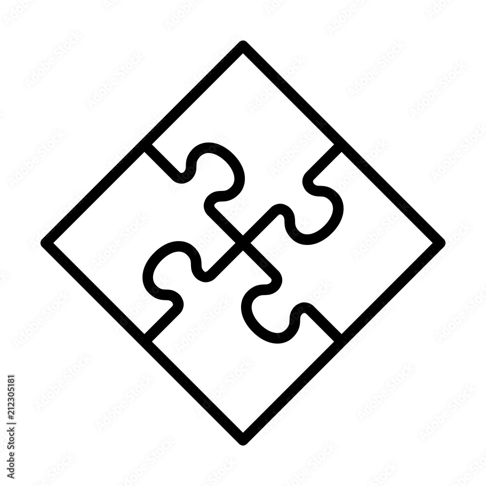 Rotated square four pieces of jigsaw puzzle or teamwork concept line art vector icon for apps and websites Rotated square four pieces of jigsaw puzzle or teamwork concept line art vector icon for apps and websites