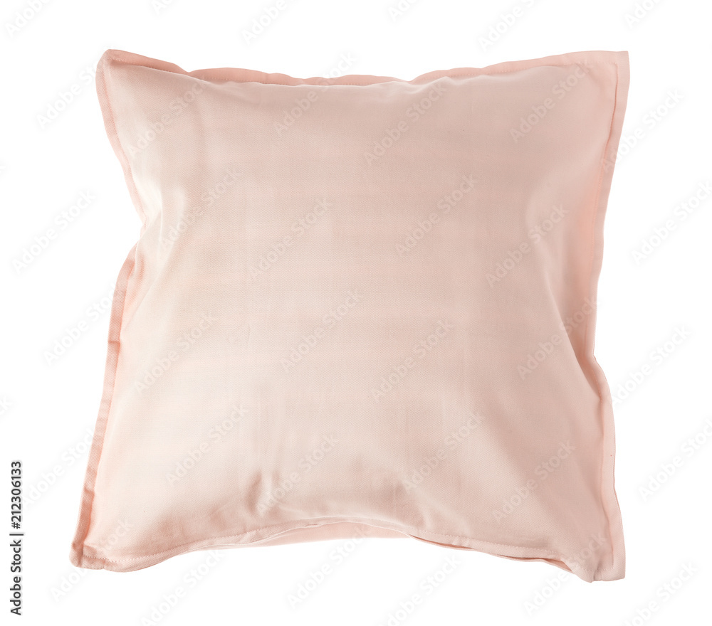 Soft decorative pillow on white background