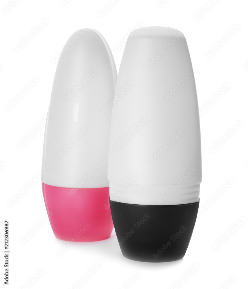 Different deodorants on white background. Skin care Different deodorants on white background. Skin care