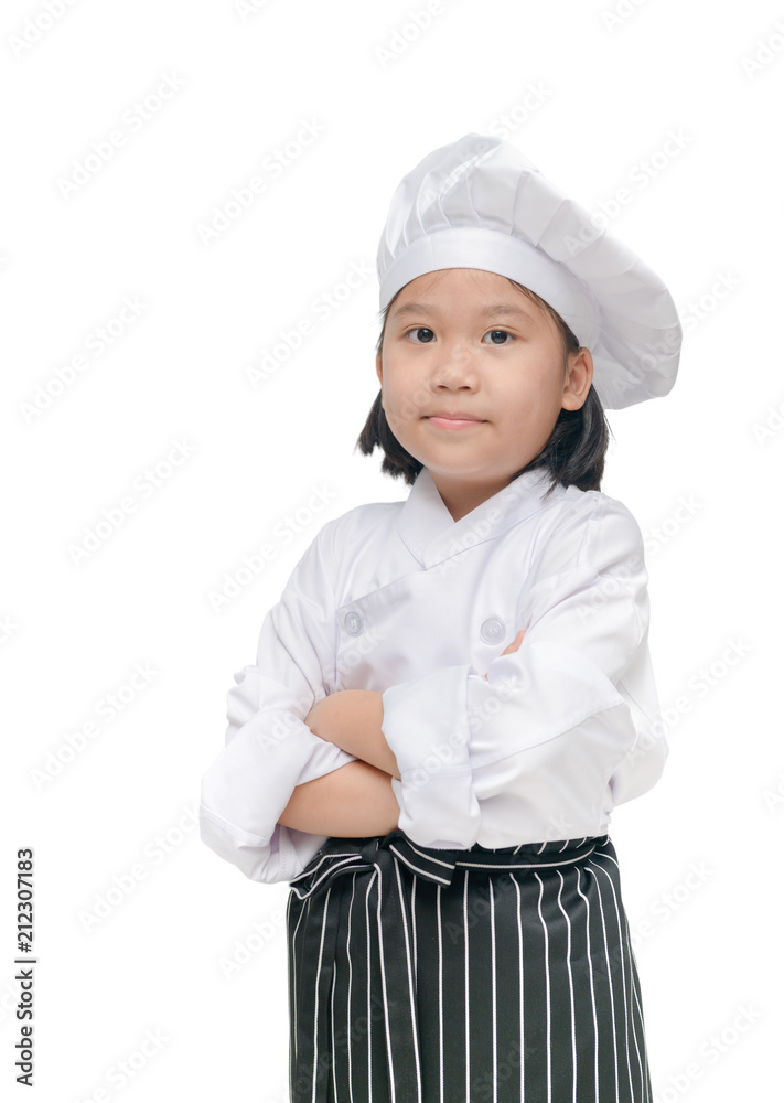 cute girl chef with cook hat and apron isolated cute girl chef with cook hat and apron isolated