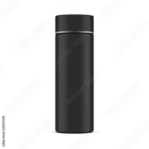 Black Tube Tin Can thermos Mockup isolated on white, 3d rendering photo
