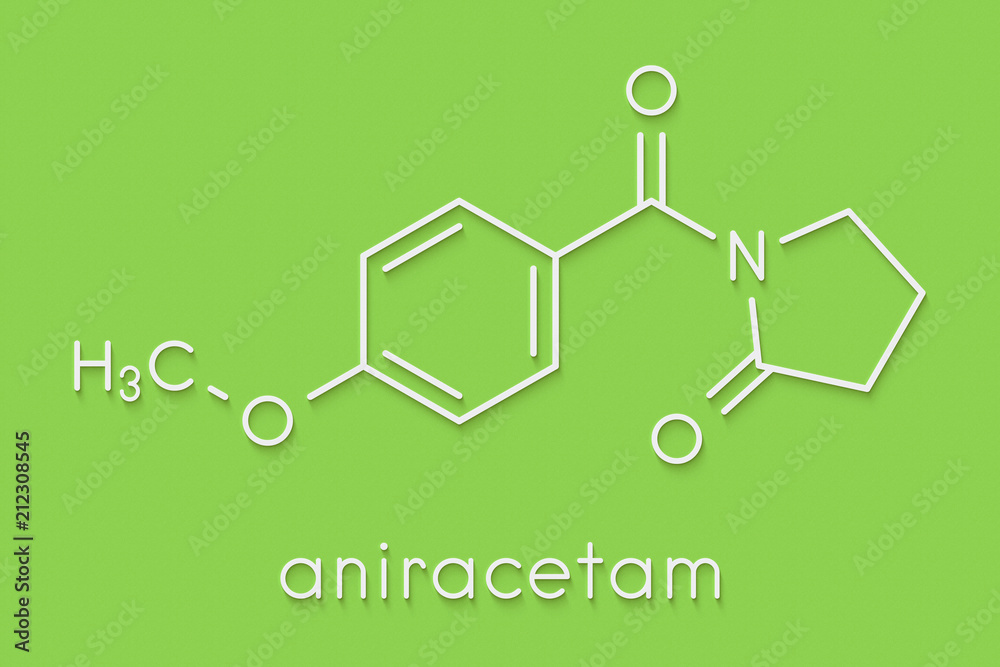 Aniracetam nootropic drug molecule. Skeletal formula.