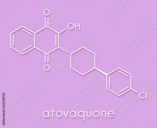 Atovaquone drug molecule. Skeletal formula. photo