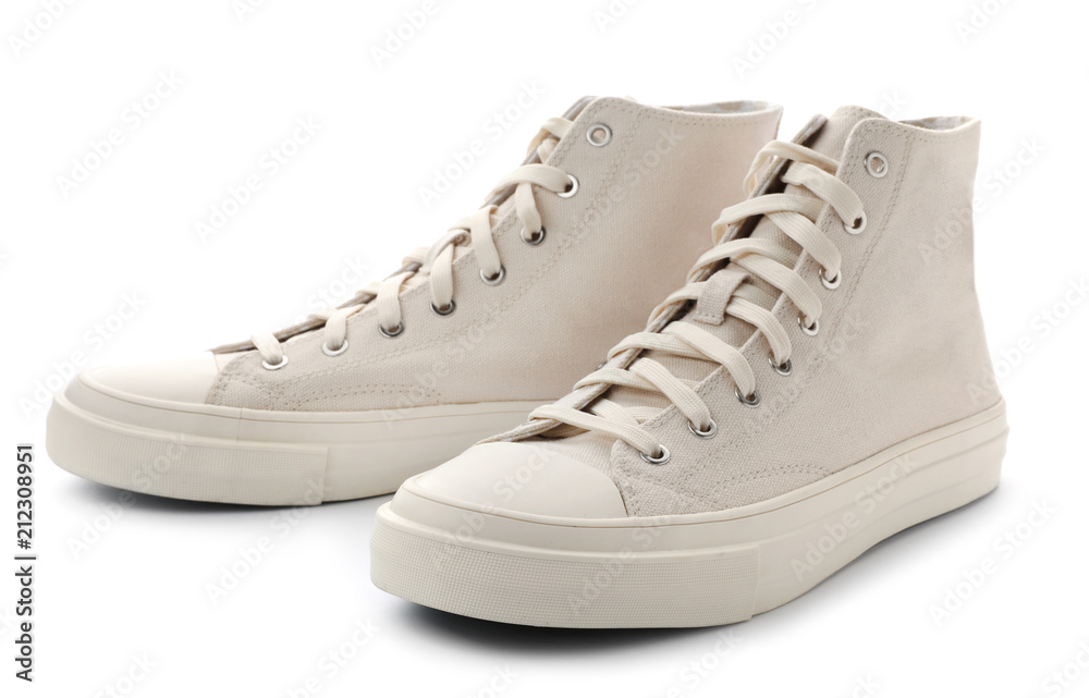 Pair of stylish sneakers on white background Pair of stylish sneakers on white background