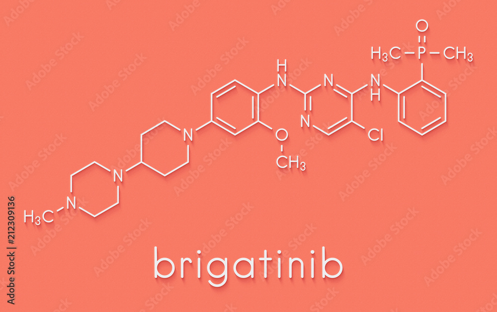 Brigatinib cancer drug molecule. Skeletal formula.