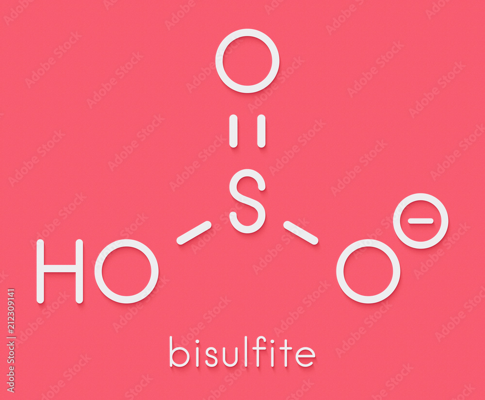 Bisulfite anion, chemical structure. Common salts include sodium