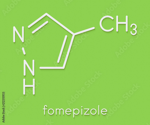 Fomepizole methanol poisoning antidote molecule. Skeletal formula. photo