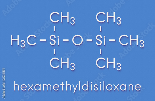 Hexamethyldisiloxane (HDMSO) organosilicon solvent molecule. Skeletal formula. photo