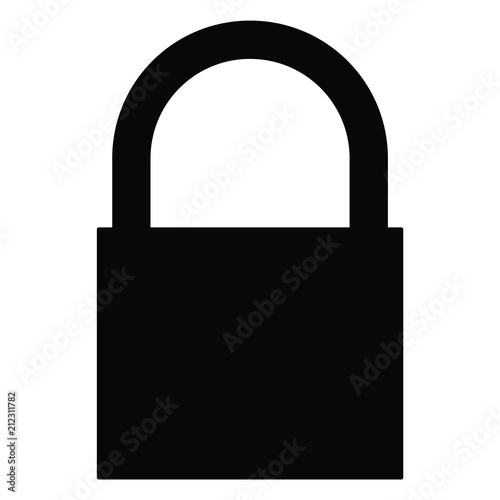 A black and white silhouette of a closed padlock