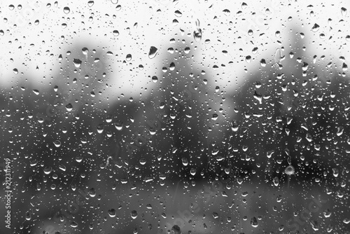 window glass in the rain drops