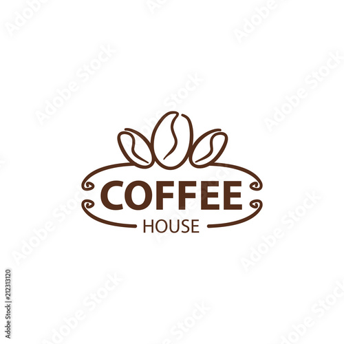 Coffee Shop Logo Design Element in Vintage Style for Logotype, Label, Badge and other design. Bean retro vector illustration.