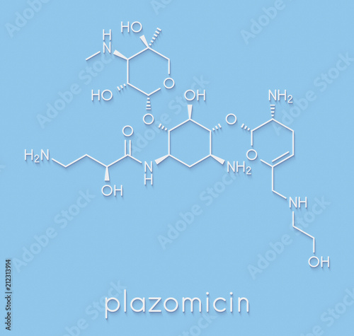 Plazomicin antibiotic drug molecule (aminoglycoside class). Skeletal formula. photo