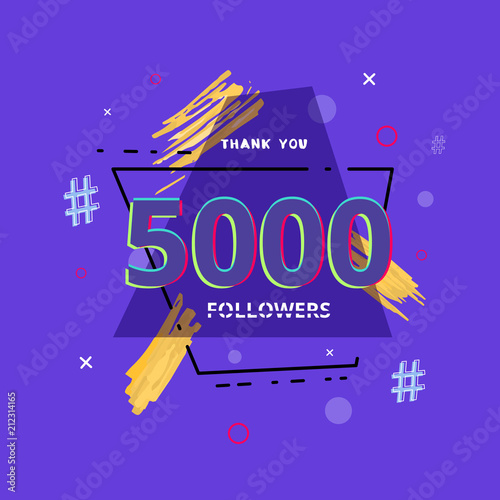 5K followers thank you post for social media. Vector illustration.