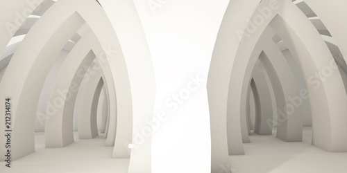 Architectural abstract background, minimalism, white background, arches. 3d render.