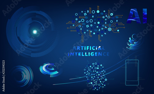 Artificial Intelligence. AI letters. Vector illustration.