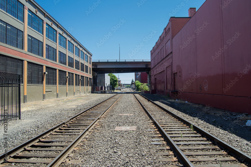 Rails in the industrial area in Portland Rails in the industrial area in Portland