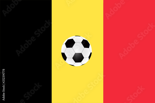 soccer ball on the background of the flag of Belgium