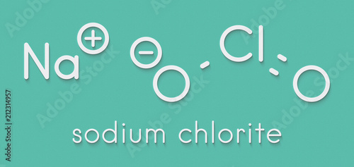 Sodium chlorite, chemical structure.  Skeletal formula. photo