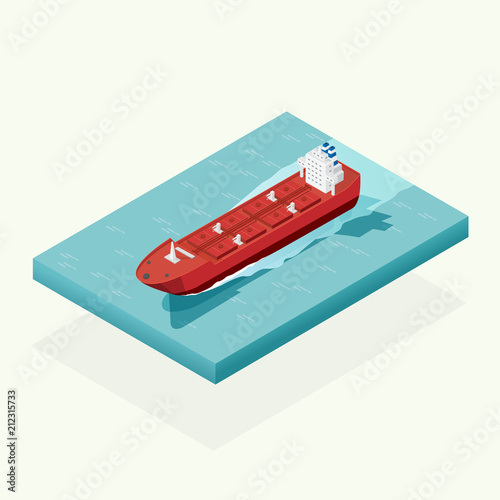 isometric oil tanker ship in the ocean transportation, shipping freight transportation. illustration vector