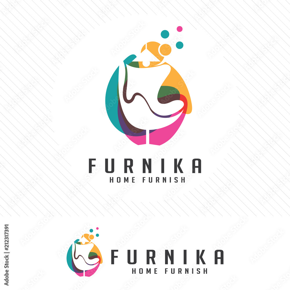 Colorful furniture logo. Symbol and icon of chairs, sofas, tables, and home furnishings. Colorful furniture logo. Symbol and icon of chairs, sofas, tables, and home furnishings.