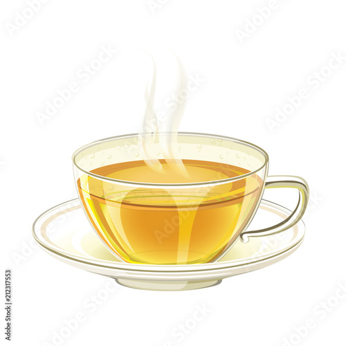 Cup of tea vector illustration isolated on white background. Realistic mug and tea.