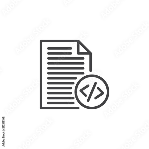 Coding file outline icon. linear style sign for mobile concept and web design. programming simple line vector icon. Symbol, logo illustration. Pixel perfect vector graphics