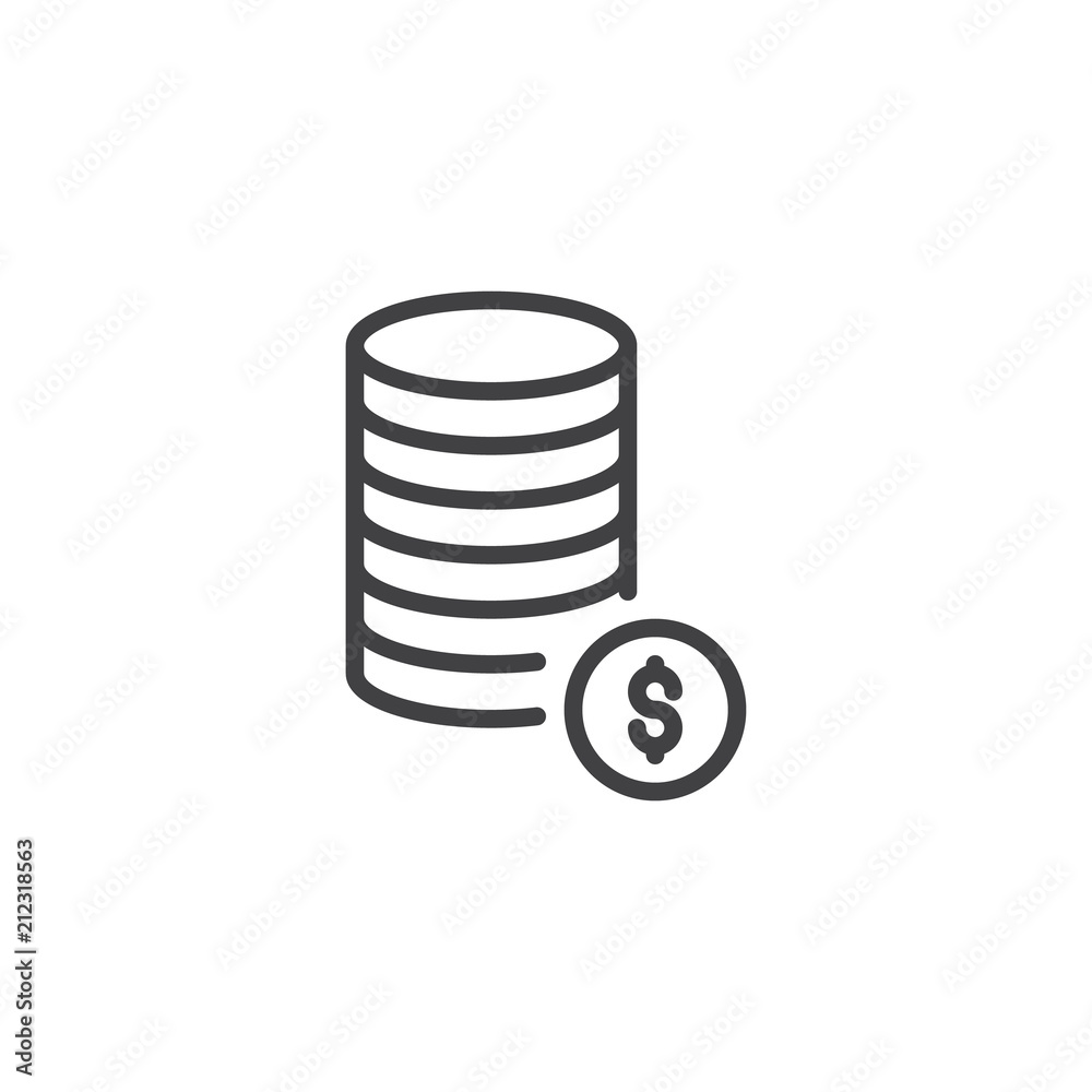 Dollar data outline icon. linear style sign for mobile concept and web design. database money simple line vector icon. Symbol, logo illustration. Pixel perfect vector graphics Dollar data outline icon. linear style sign for mobile concept and web design. database money simple line vector icon. Symbol, logo illustration. Pixel perfect vector graphics