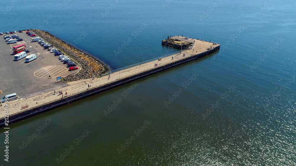 Aerial image over the pier at Helensburgh on the banks of the River Clyde.