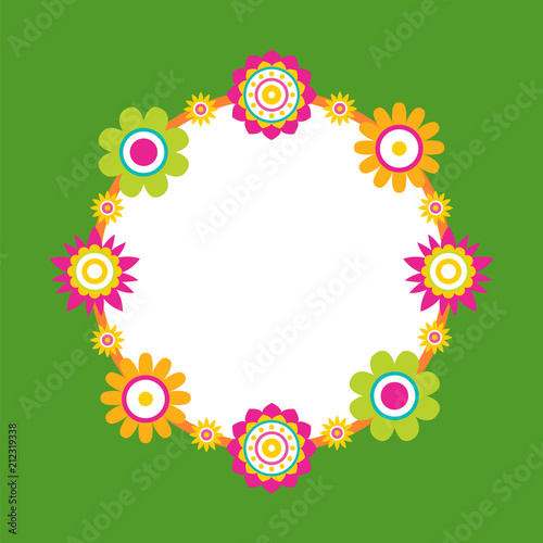 Round Frame Made of Abstract Flower Blossom Vector