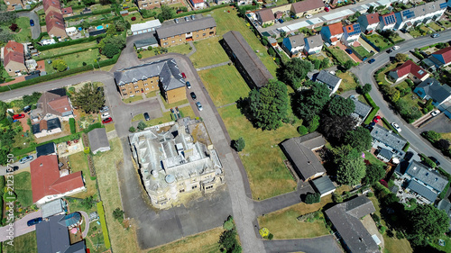 Aerial image over the abandoned historic Cairndhu mansion at Helensburgh. photo