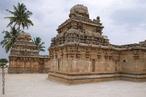 A typical Dravidian style shrine at Panchakuta Basadi or Panchakoota Basadi, Kambadahalli, Mandya district, Karnataka. photo