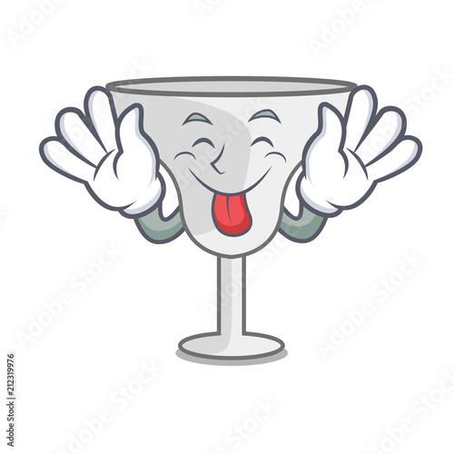 Tongue out margarita glass mascot cartoon