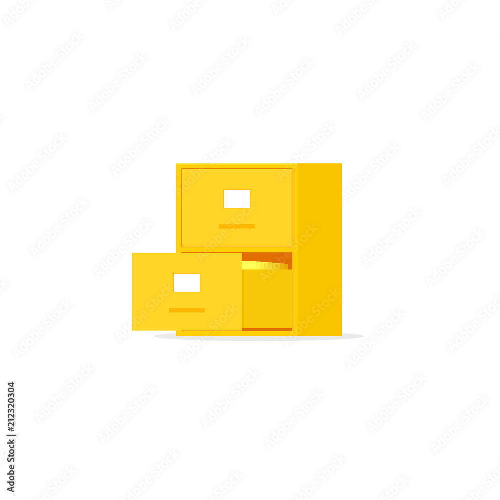 Obraz premium Yellow file cabinet with two drawer. Clipart image isolated on white background