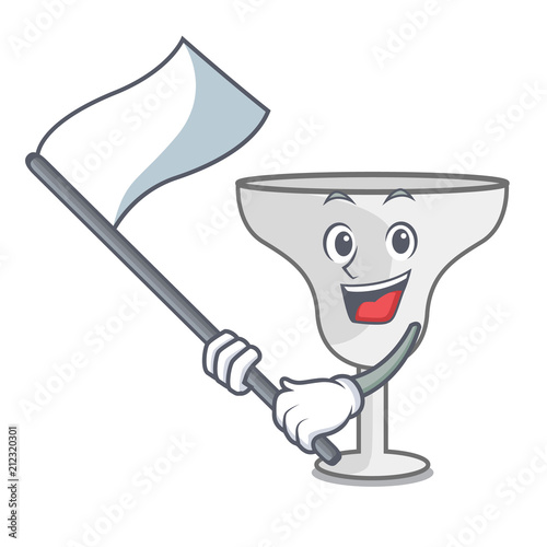 With flag margarita glass mascot cartoon