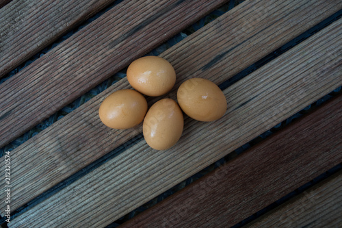 Egg on the wood plate