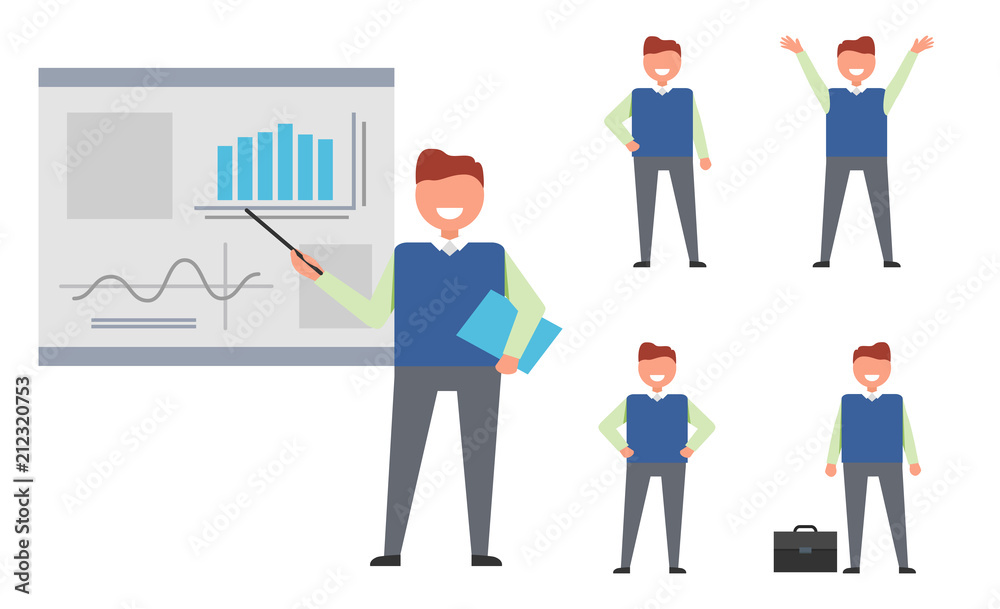 Set of Isolated Icons with Successful Businessman Set of Isolated Icons with Successful Businessman