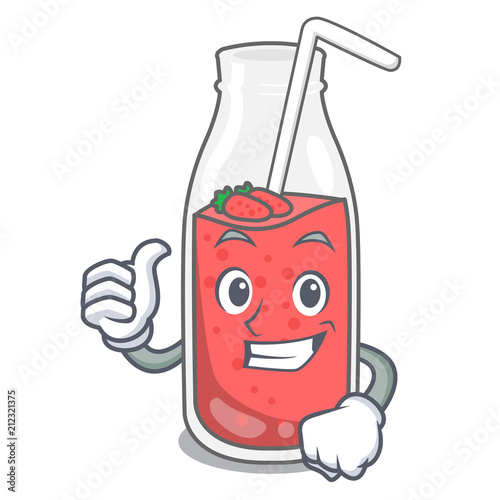 Thumbs up strawberry smoothie character cartoon